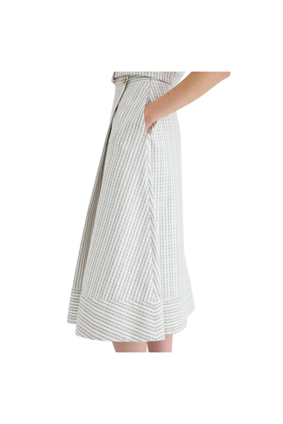Cotton and silk midi skirt in grey