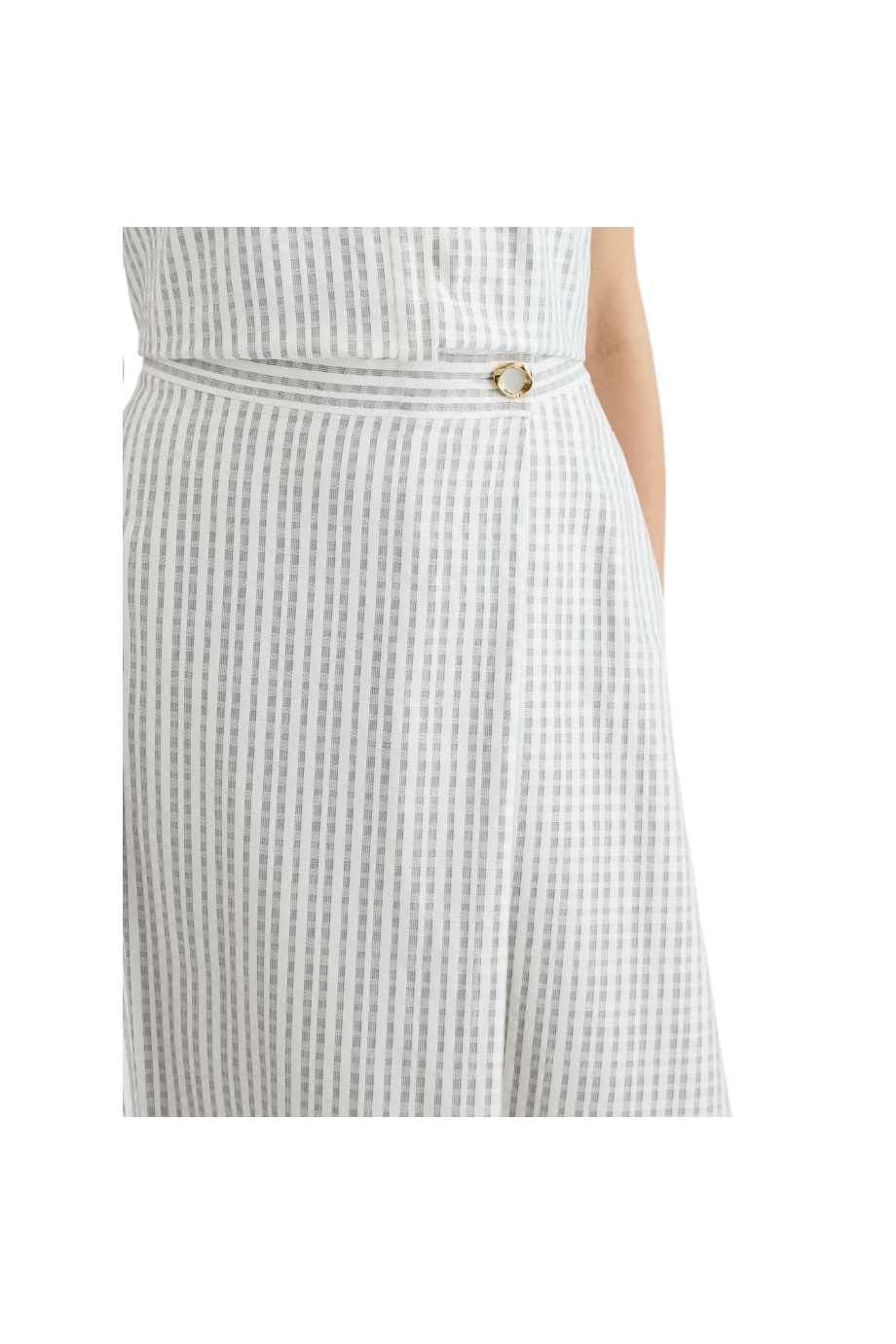 Cotton and silk midi skirt in grey