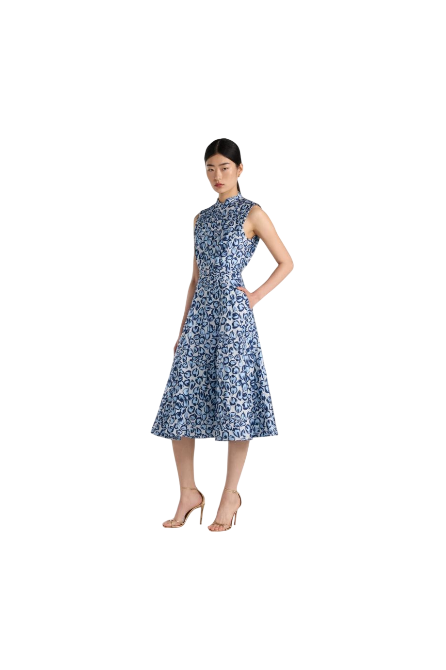 Flora jacquard midi dress in porcelain