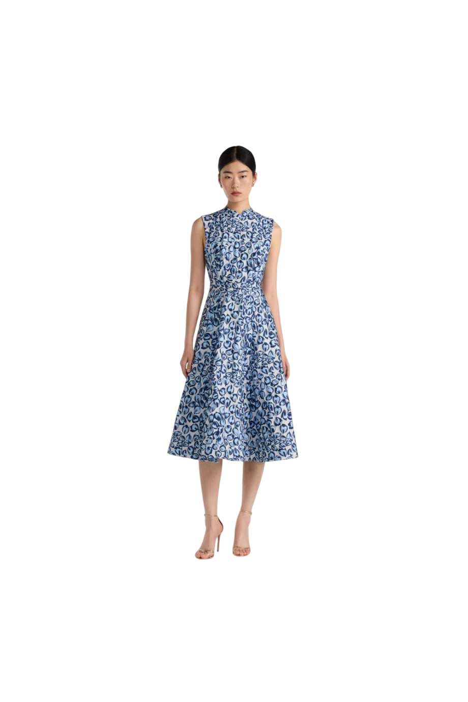 Flora jacquard midi dress in porcelain
