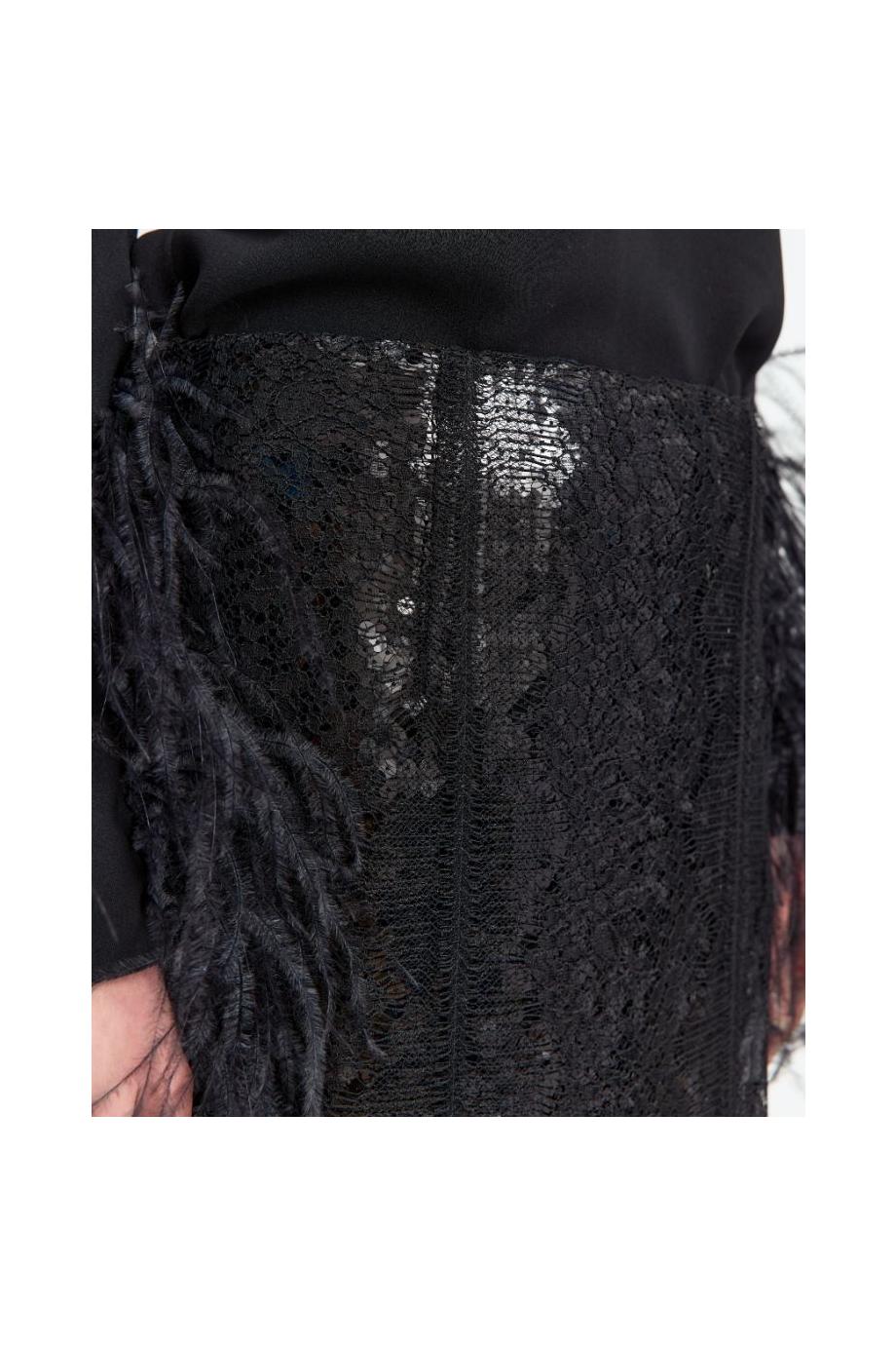 Deoda lace and sequin midi skirt in black 