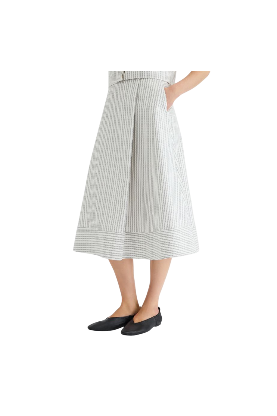 Cotton and silk midi skirt in grey