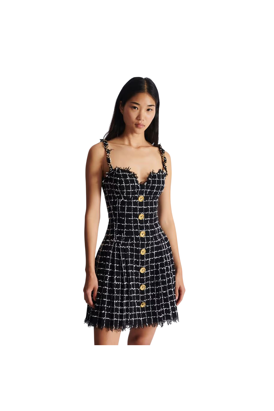 Tweed mini dress in black