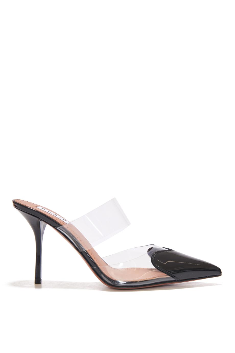 Blank Optique Le Coeur 90 leather and PVC mules in black