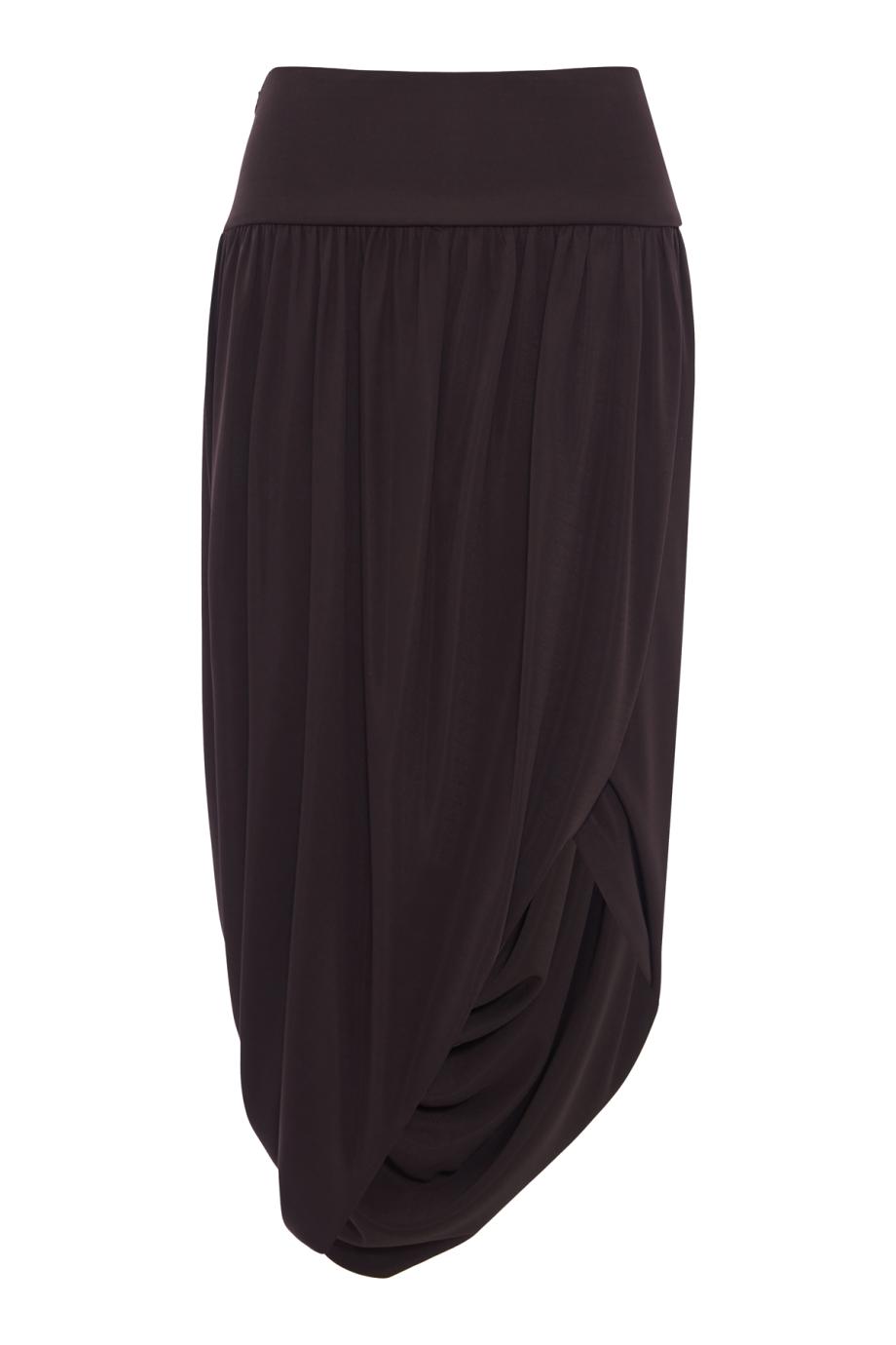Twisted jersey midi skirt in brown