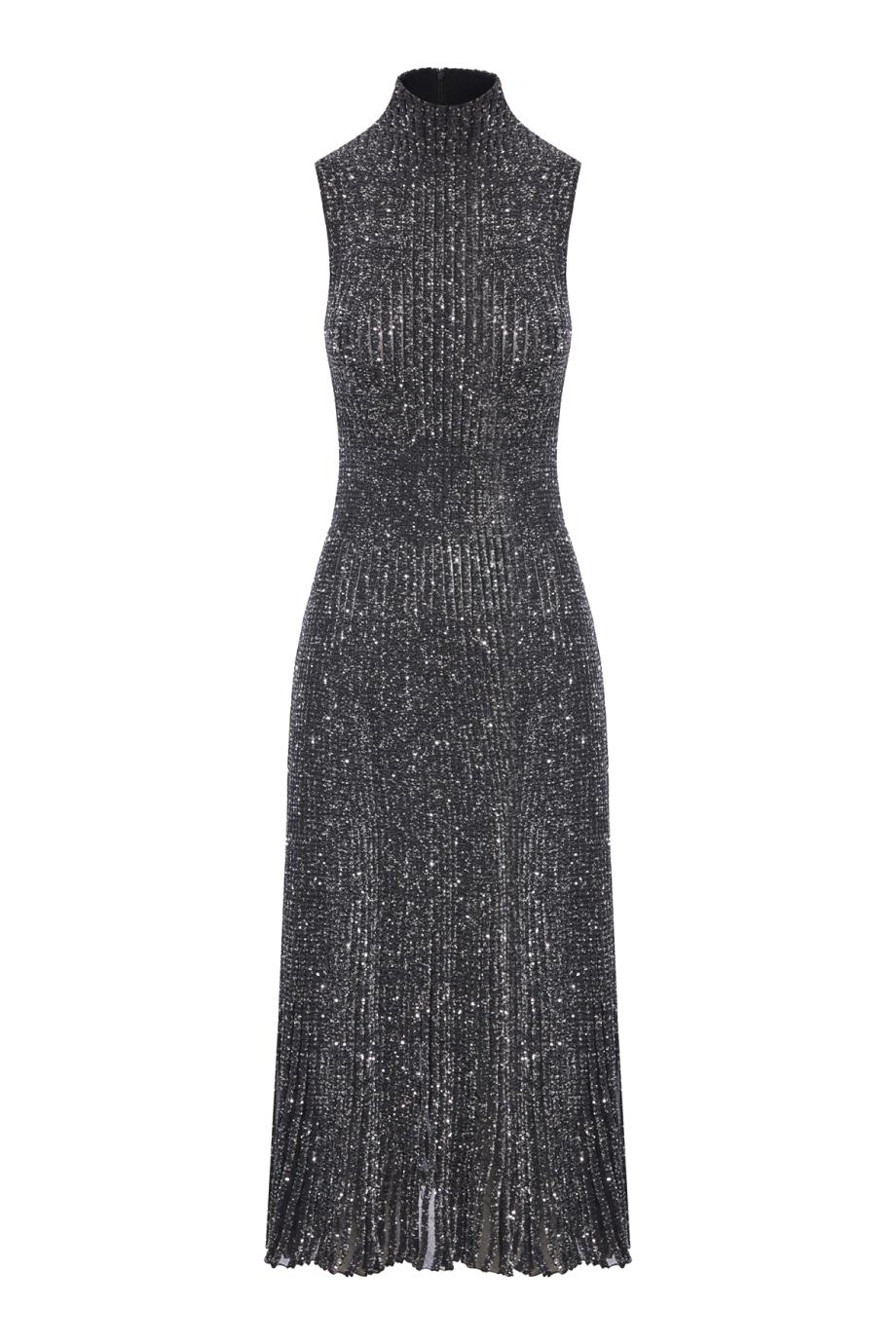 Sequined knitted maxi dress in black