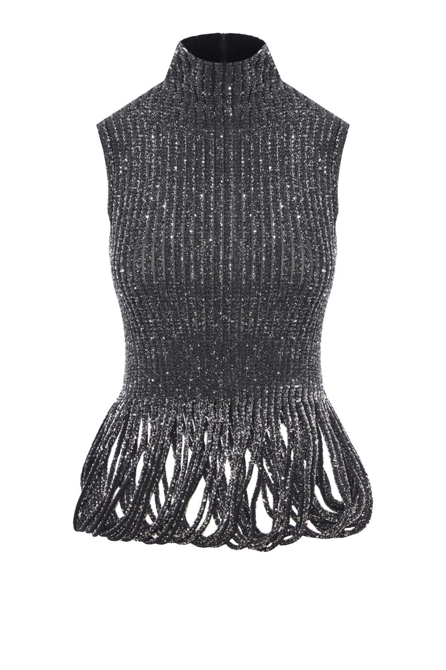 Sequined knitted top in black