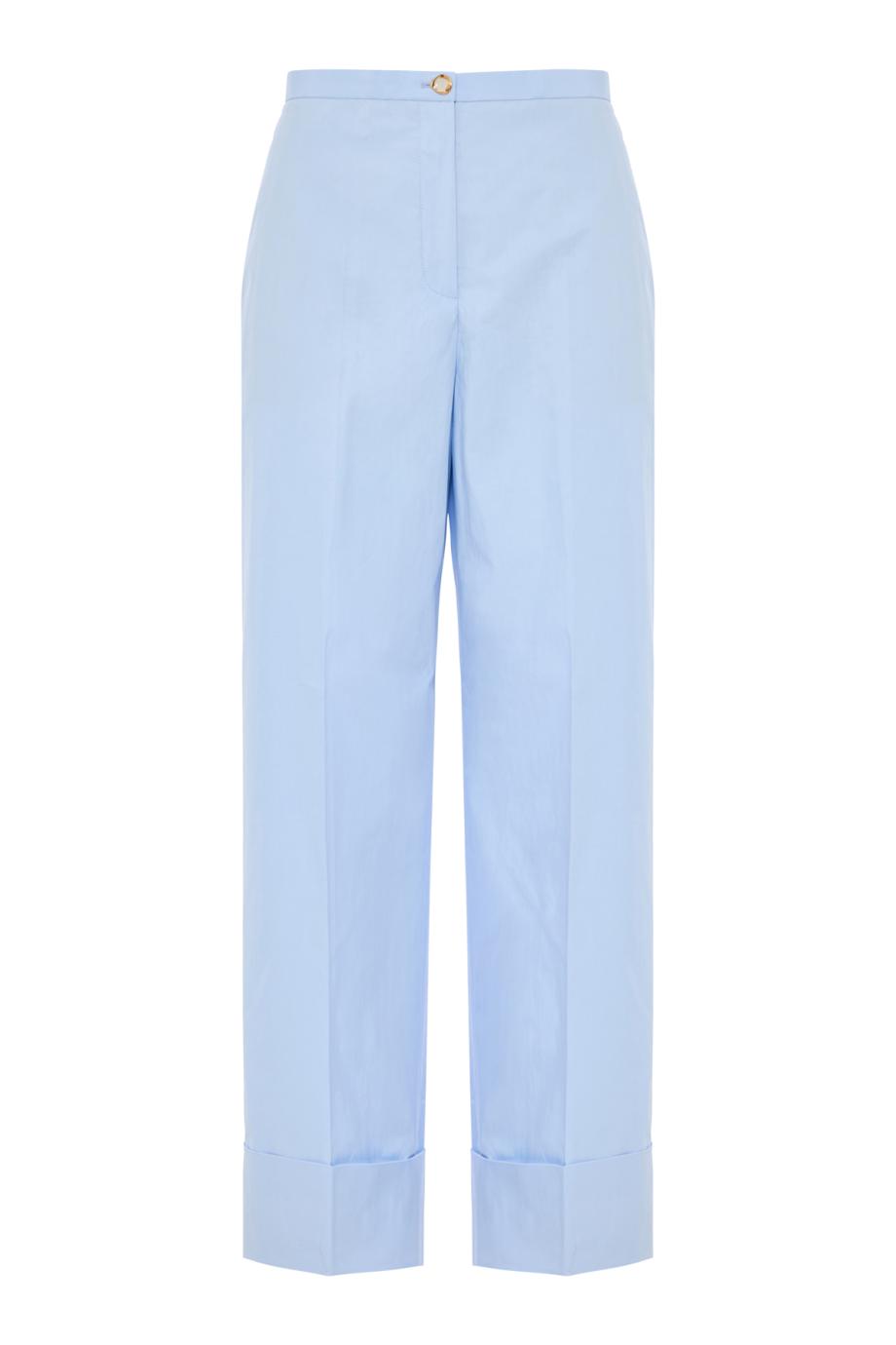 Cotton-poplin cropped pants in light blue