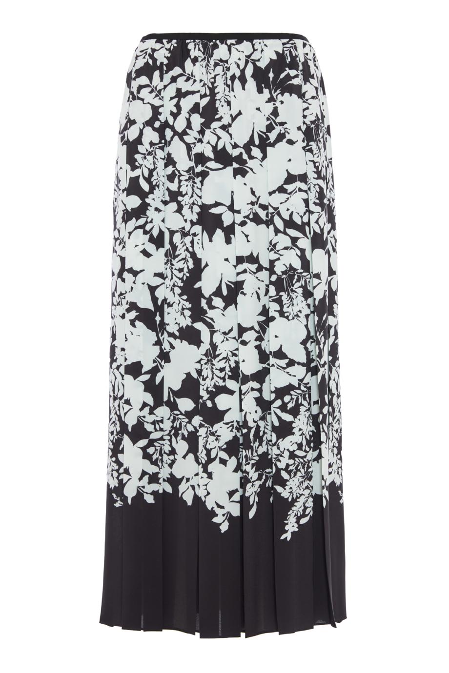 Plissé crepe midi skirt in black 