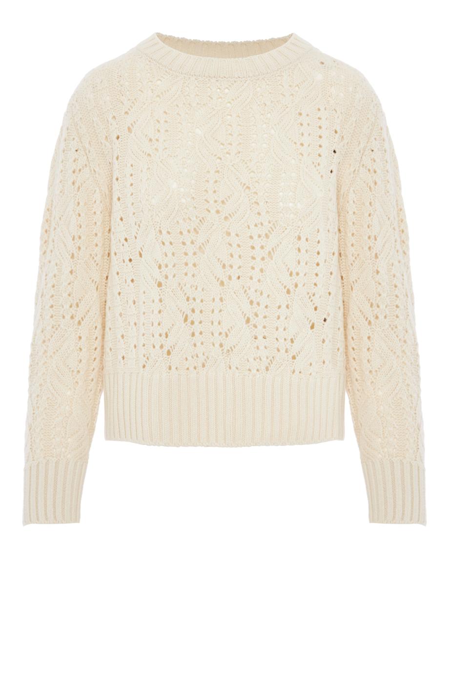 Knitted cashmere and cotton sweater in butter 