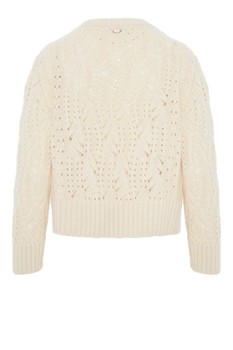 Knitted cashmere and cotton sweater in butter 