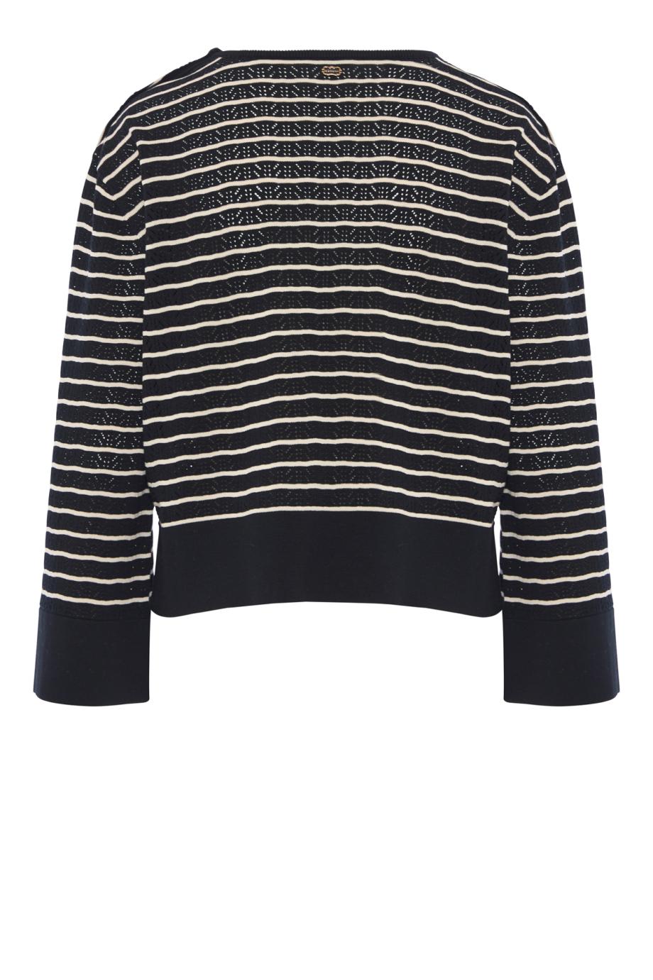 Striped knitted cotton sweater in black