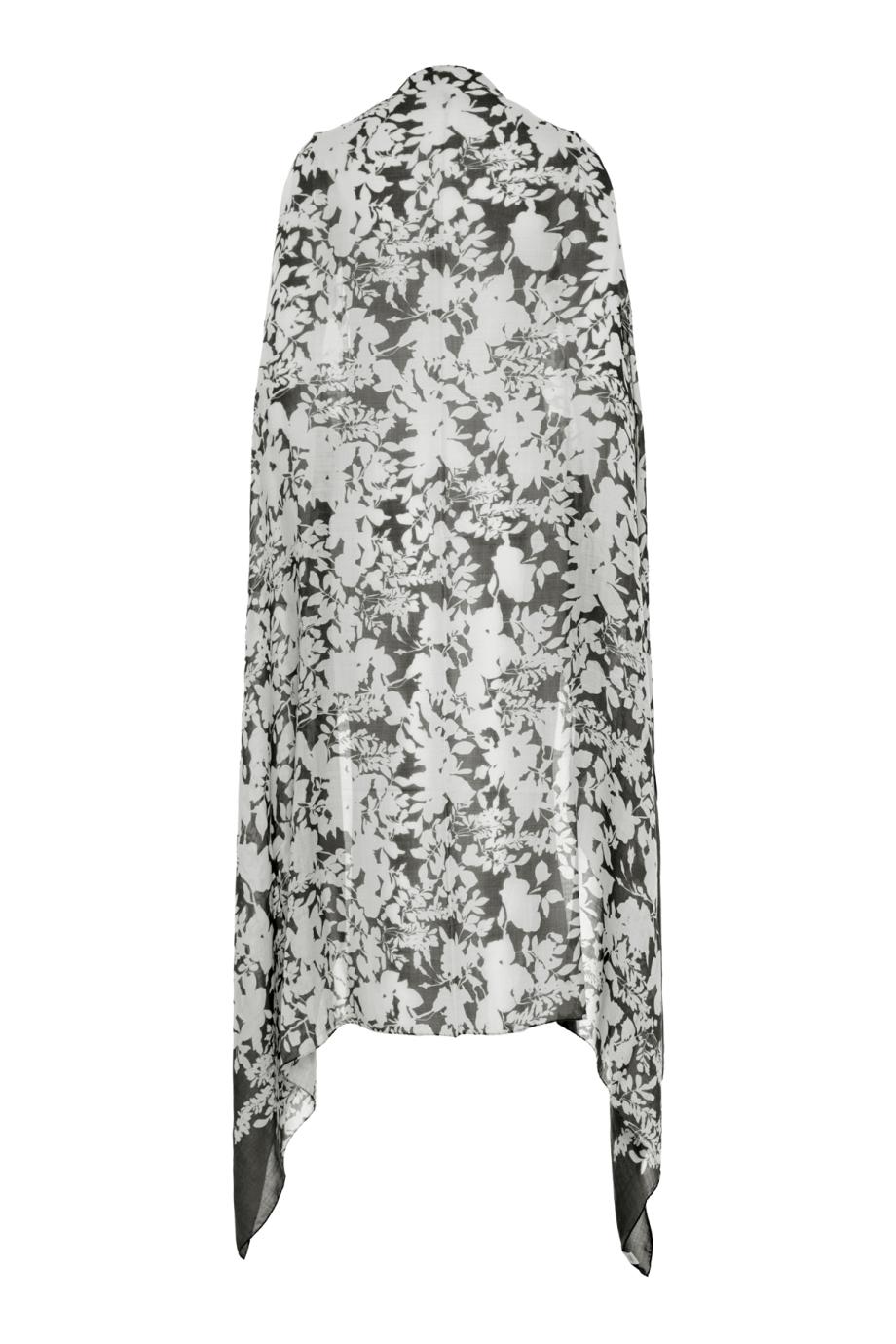 Printed wool and silk in black