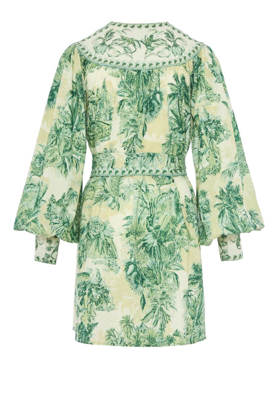 Sara cotton and silk mini dress in green