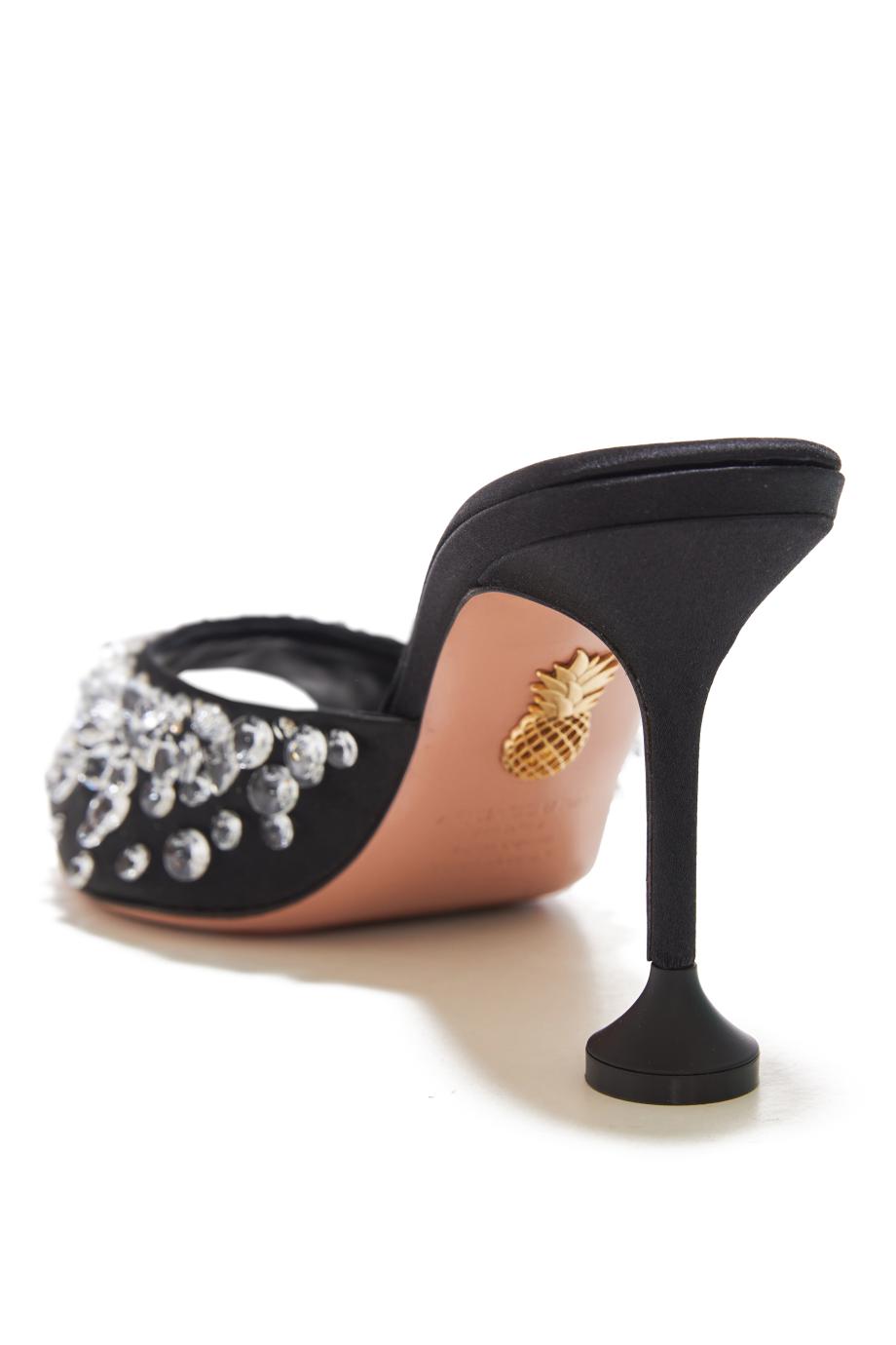 Bisous 85 crystal satin mules in black