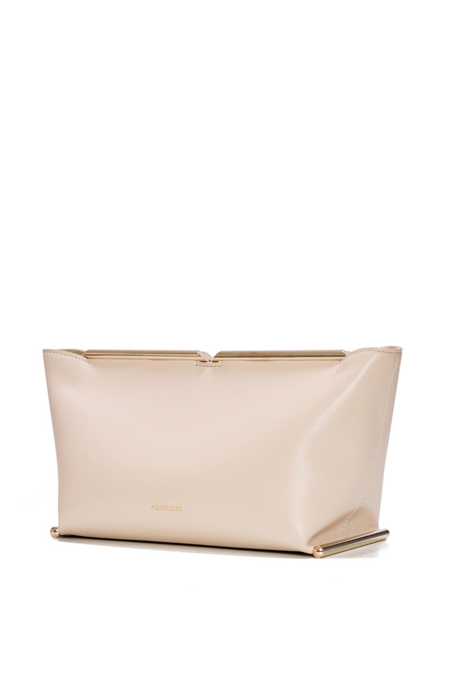 Galerie leather clutch in meringue
