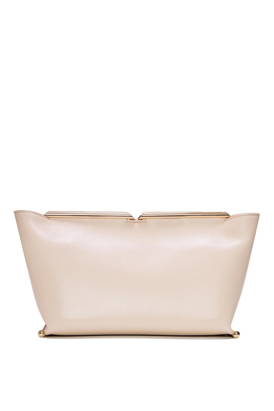 Galerie leather clutch in meringue