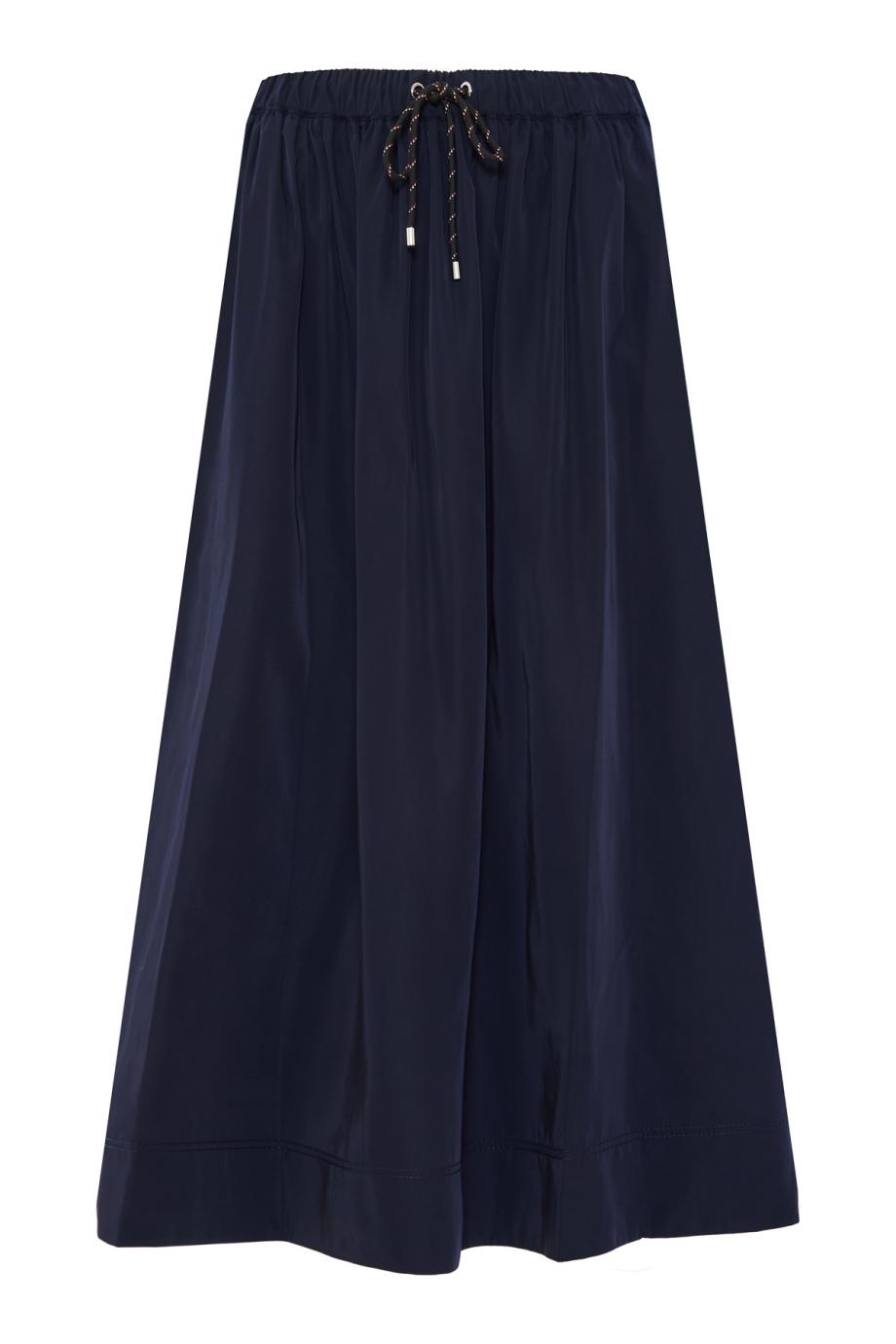 Bates Bungee Midi Skirt in sand -Navy Taffeta Circle Skirt