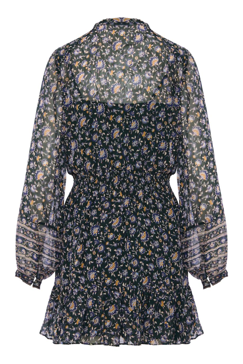 Mirabel Silk Mini Dresss in green - Floral A-Line Dress