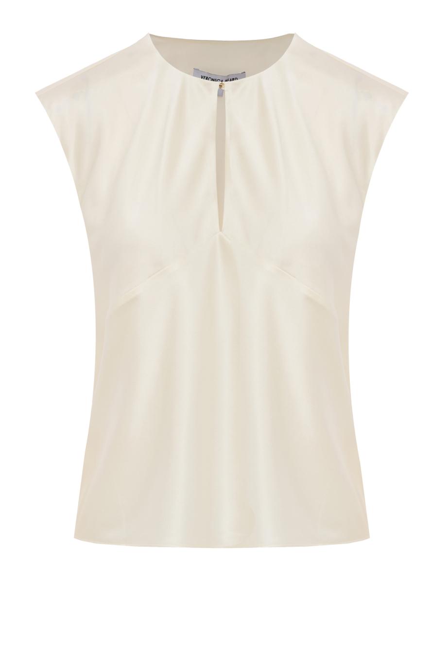 Sparrow Silk Blouse in dove - White Cap-Sleeve Blouse