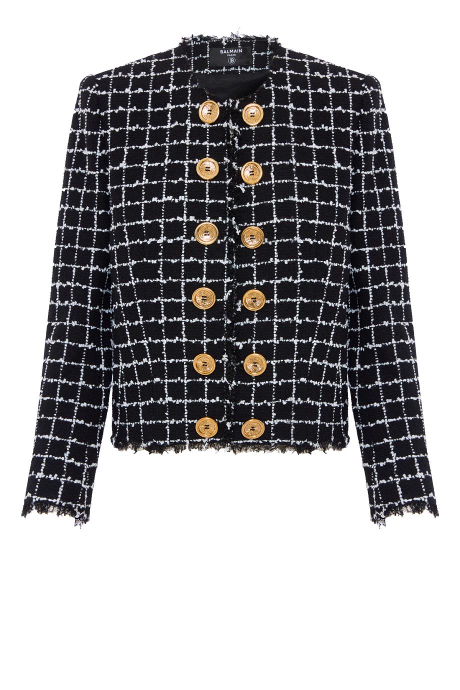 Cropped tweed jacket in black