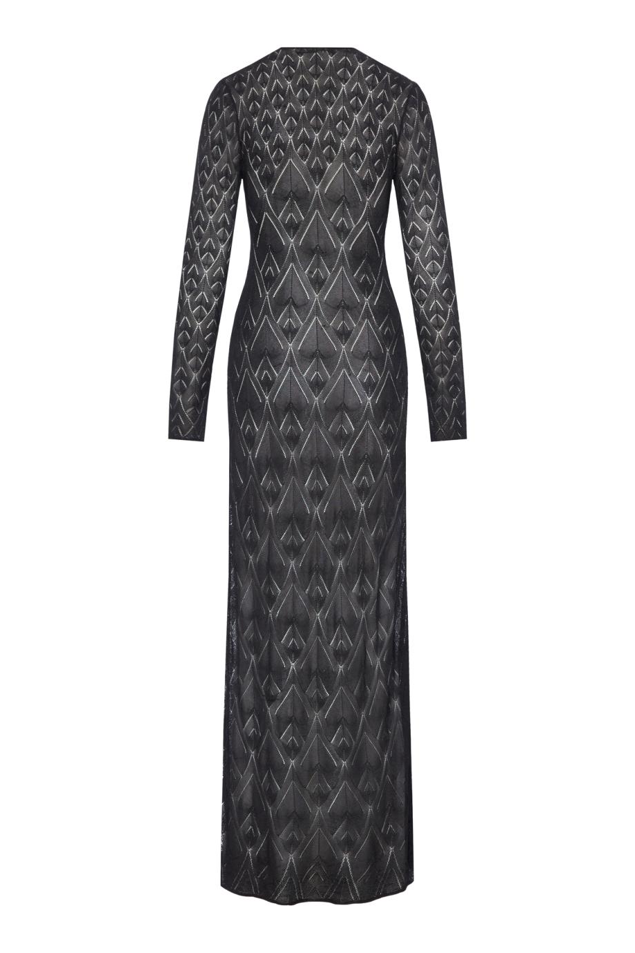 Long viscose maxi dress with geometric openwork