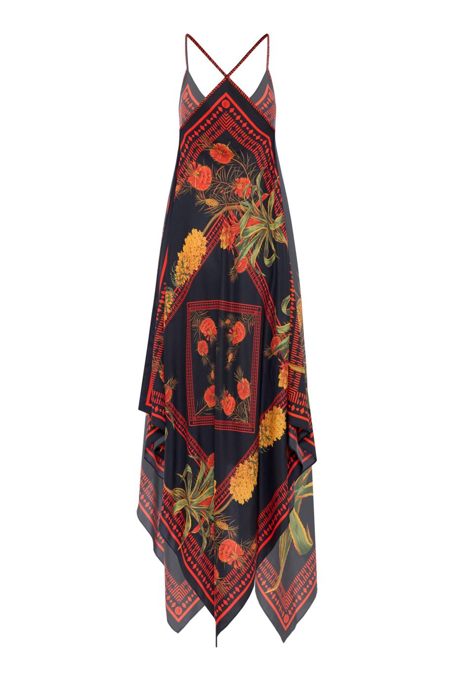 Salvador long printed twill midi dress