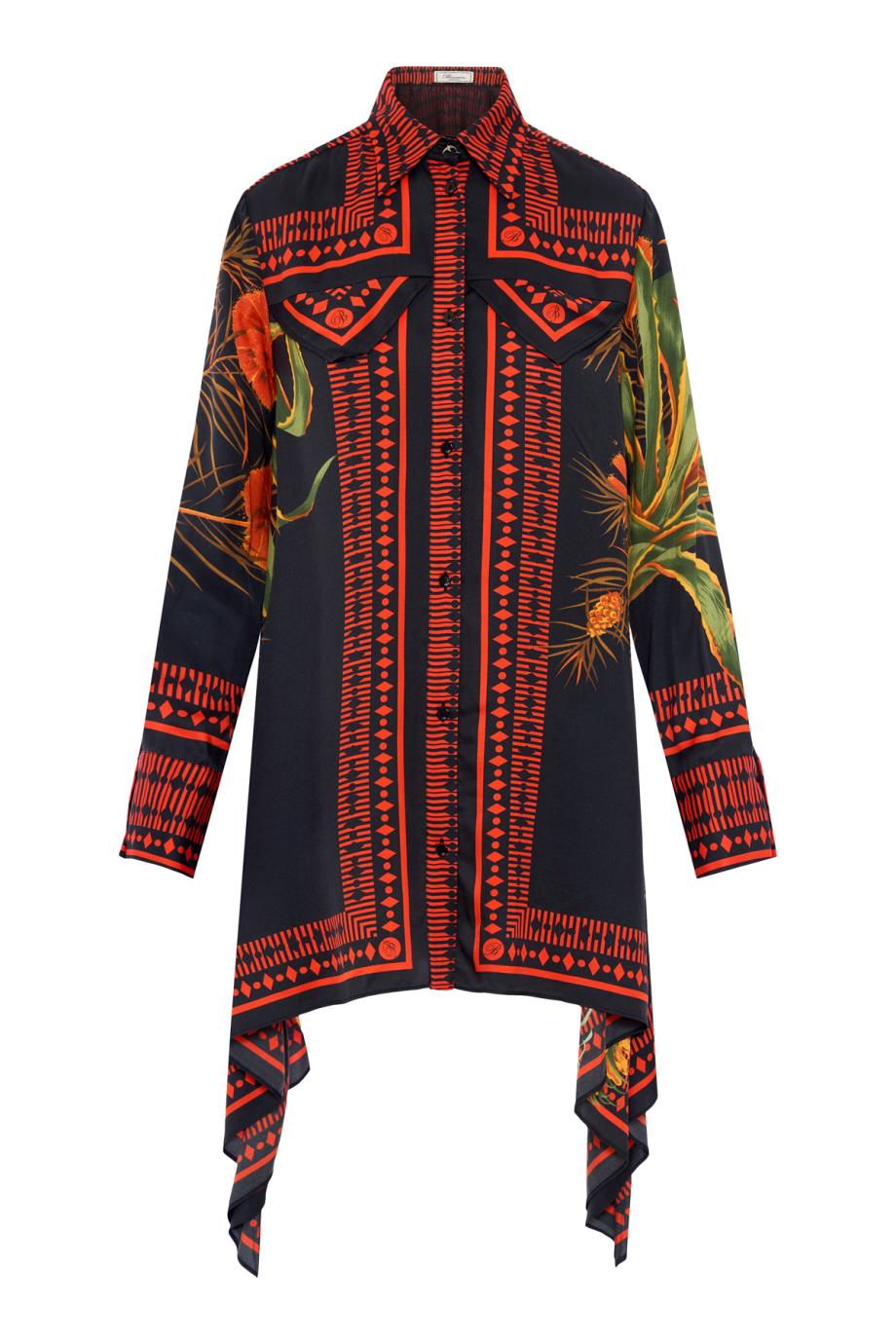 Salvador printed silk mini dress in flame 