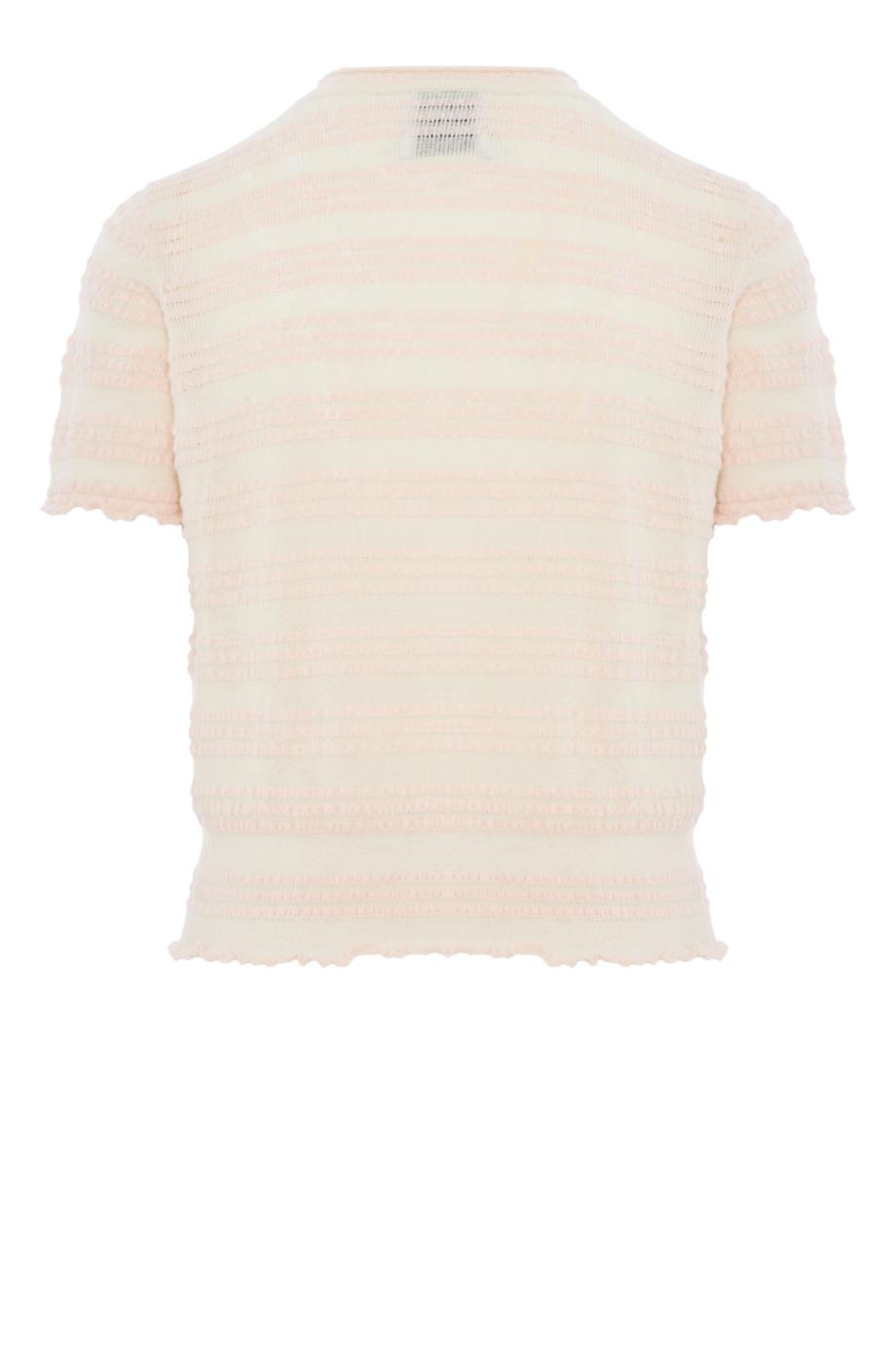 Striped top in embossed knit in light pink