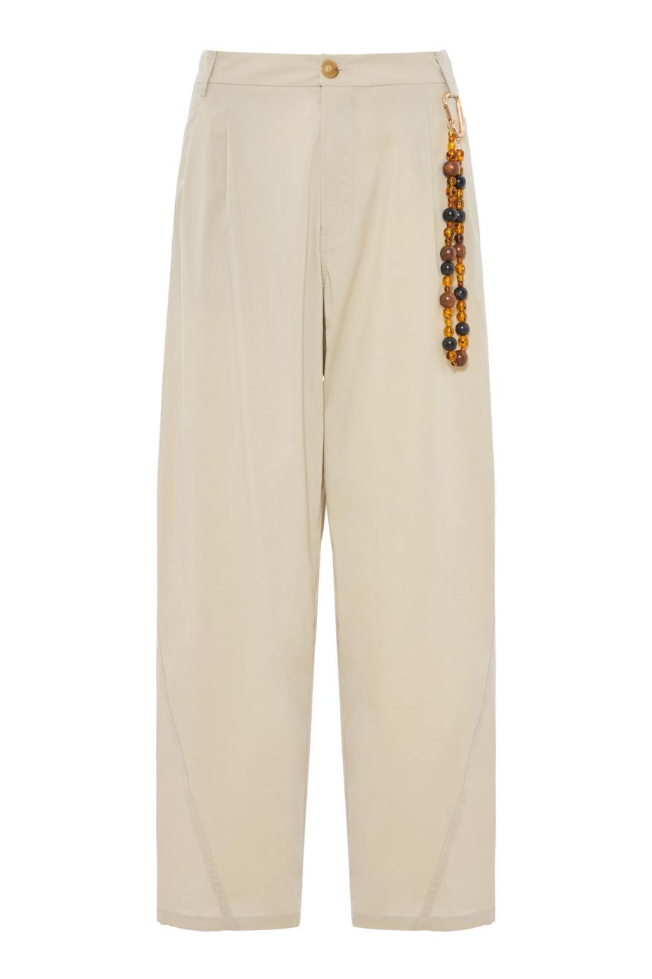 Phebe cotton-blend wide-leg pants in beige 