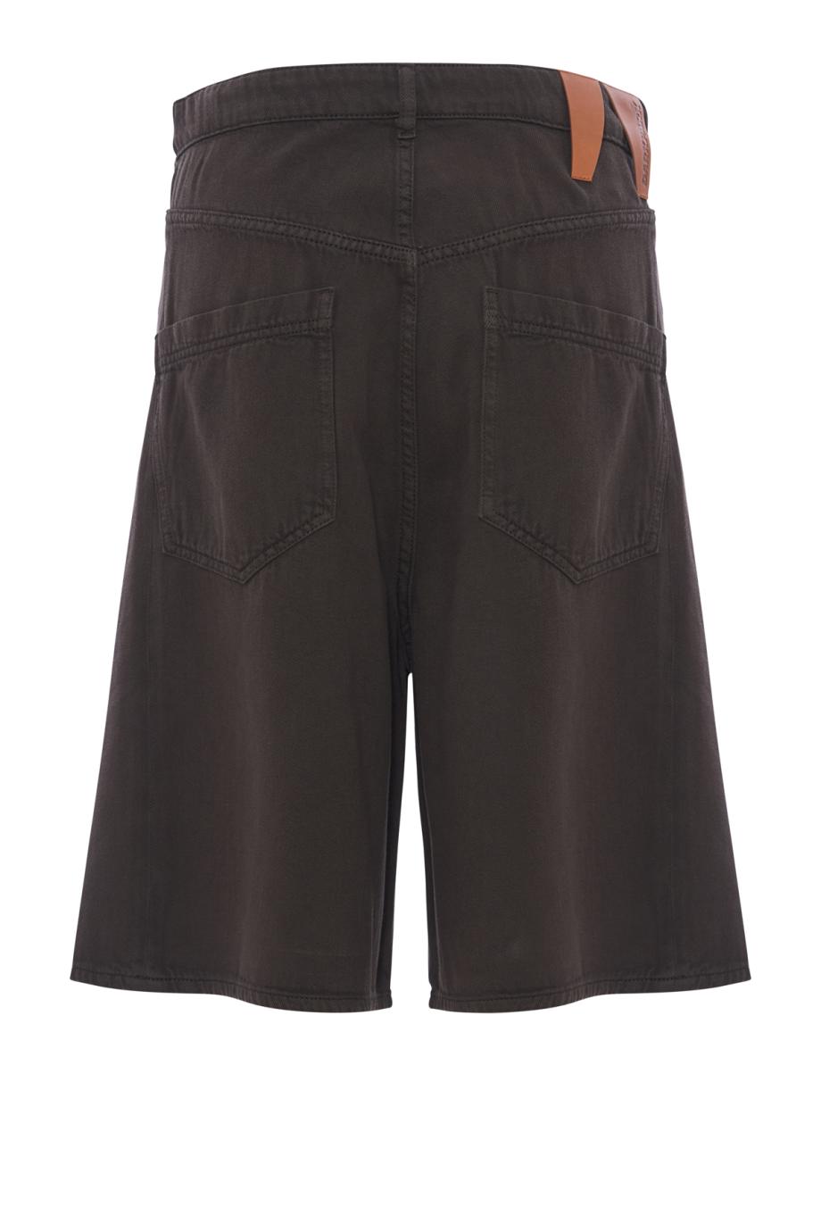 INES fold-over tencel denim shorts with a dark brown finish.