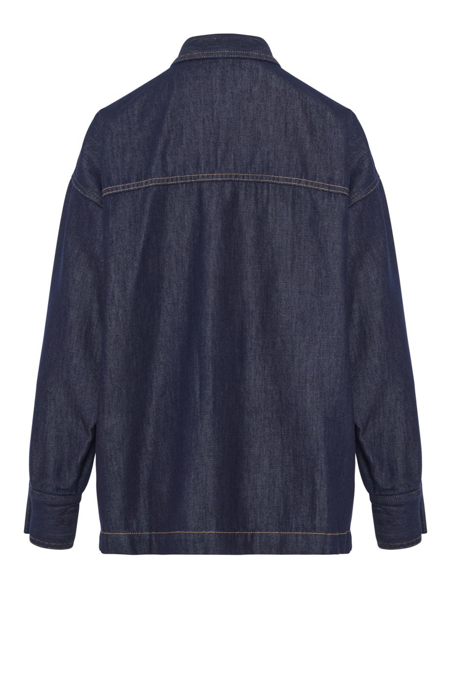 ENNY tencel denim boxy shirt in raw blue denim.