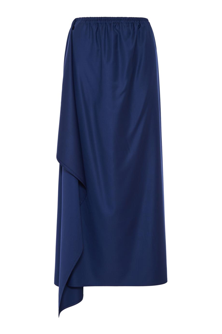 Tasmania draped wool midi skirt in pacific 
