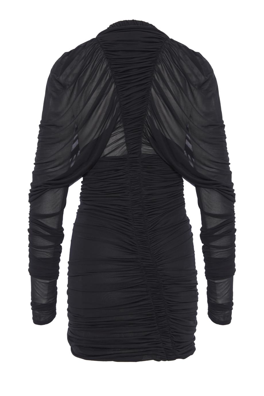 Orion micro ruched jersey mini dress in black