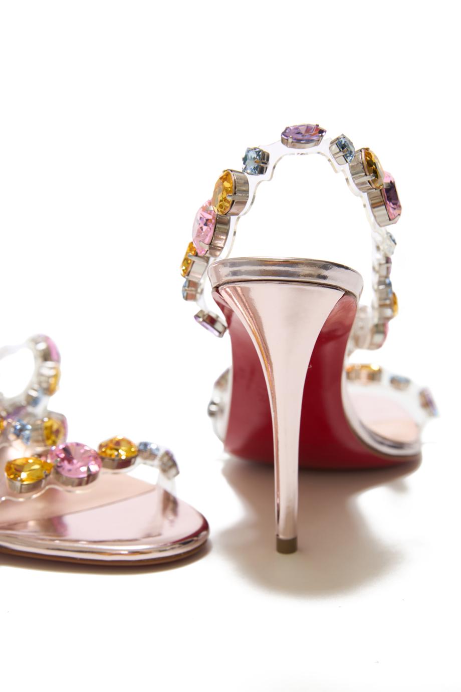 Rosa Z Jewel 100 embellished PVC sandals in leche 