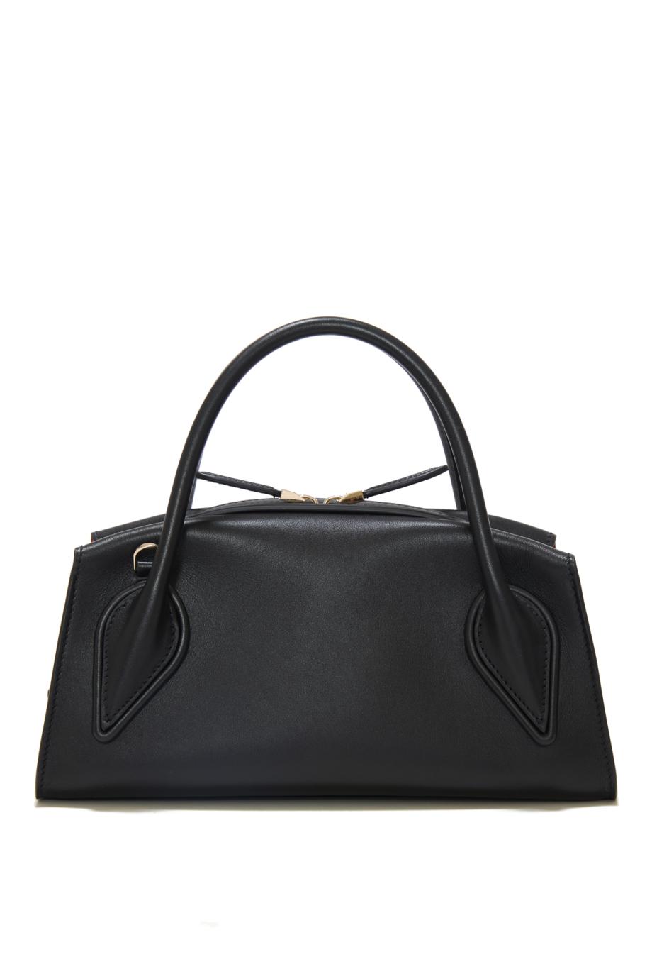 Venus crossbody leather bag in black