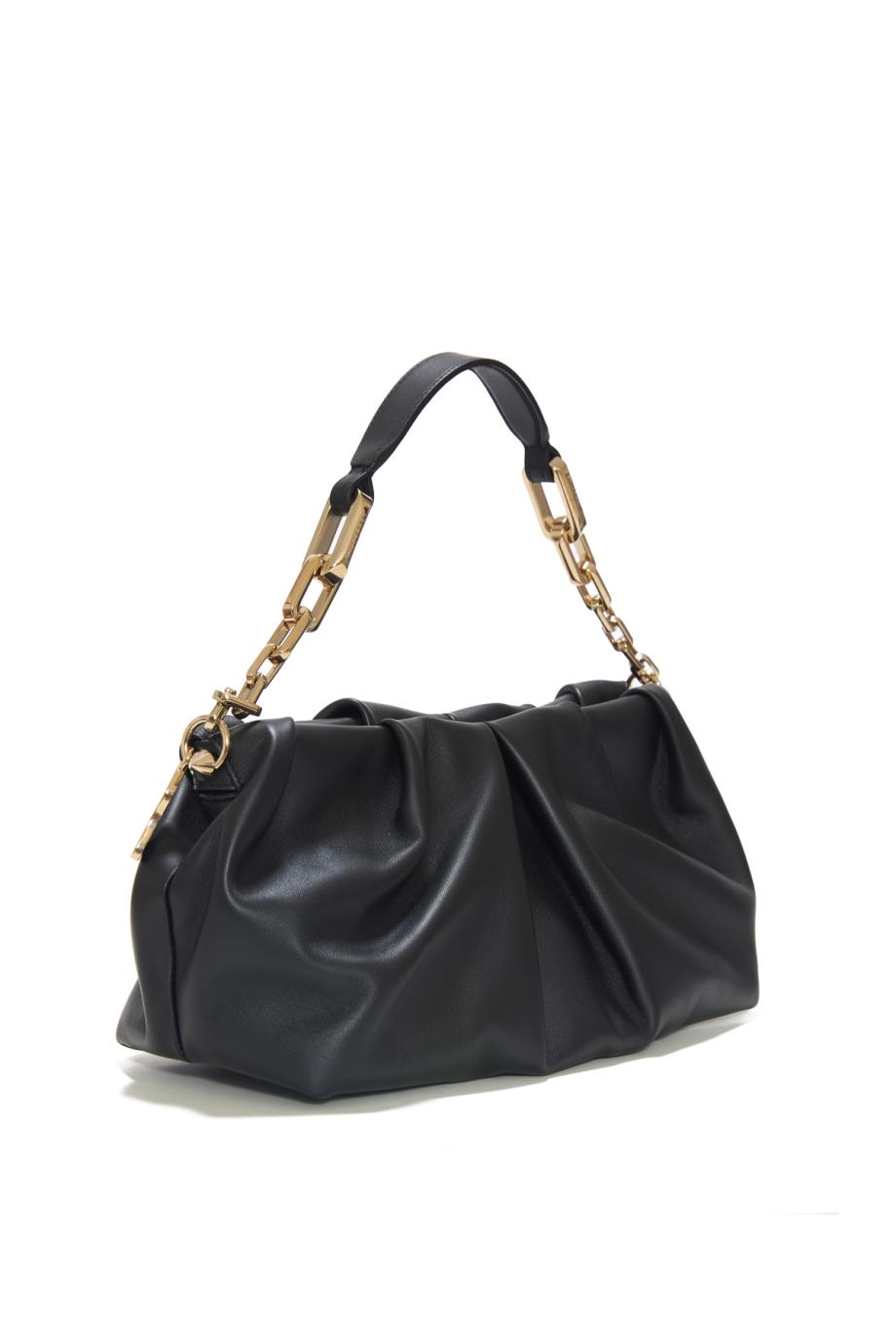 Eva embellished leather shoulder bag in black