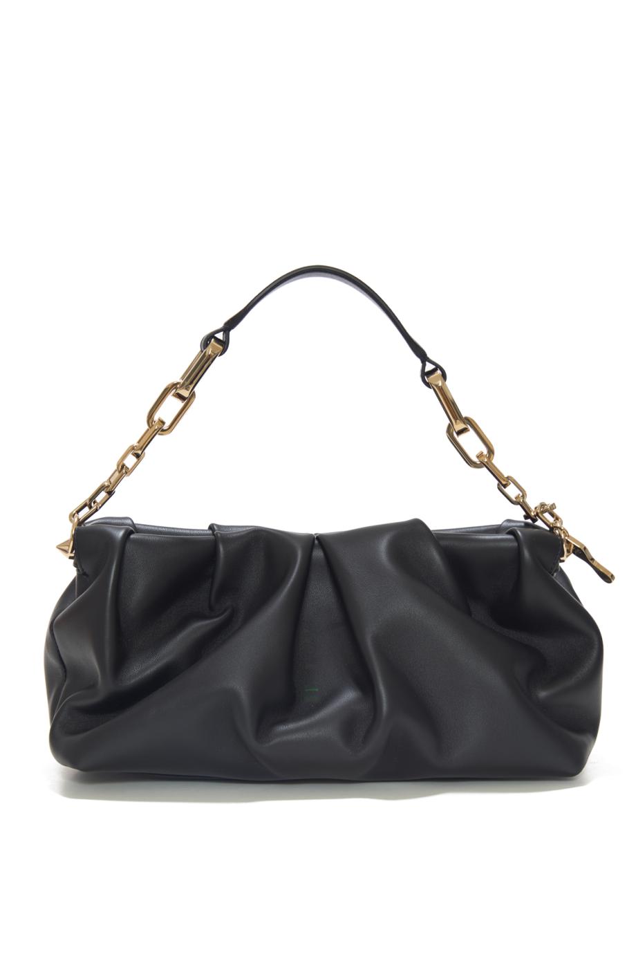 Eva embellished leather shoulder bag in black