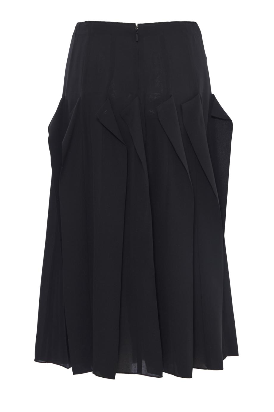 Pleated silk-chiffon midi skirt in black 