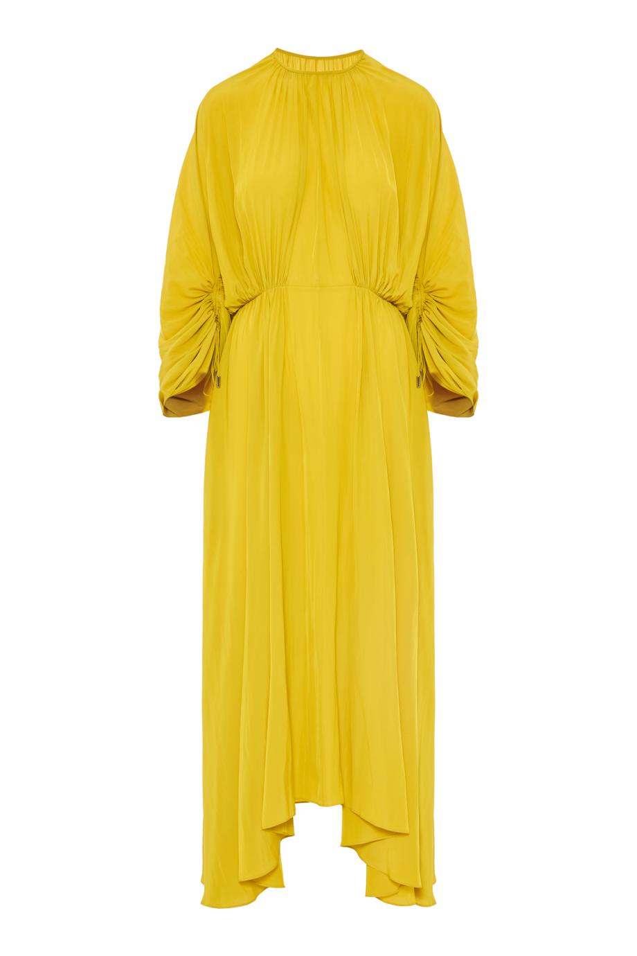 Robe Cintree En Charmeuse satin midi dress in chamomile