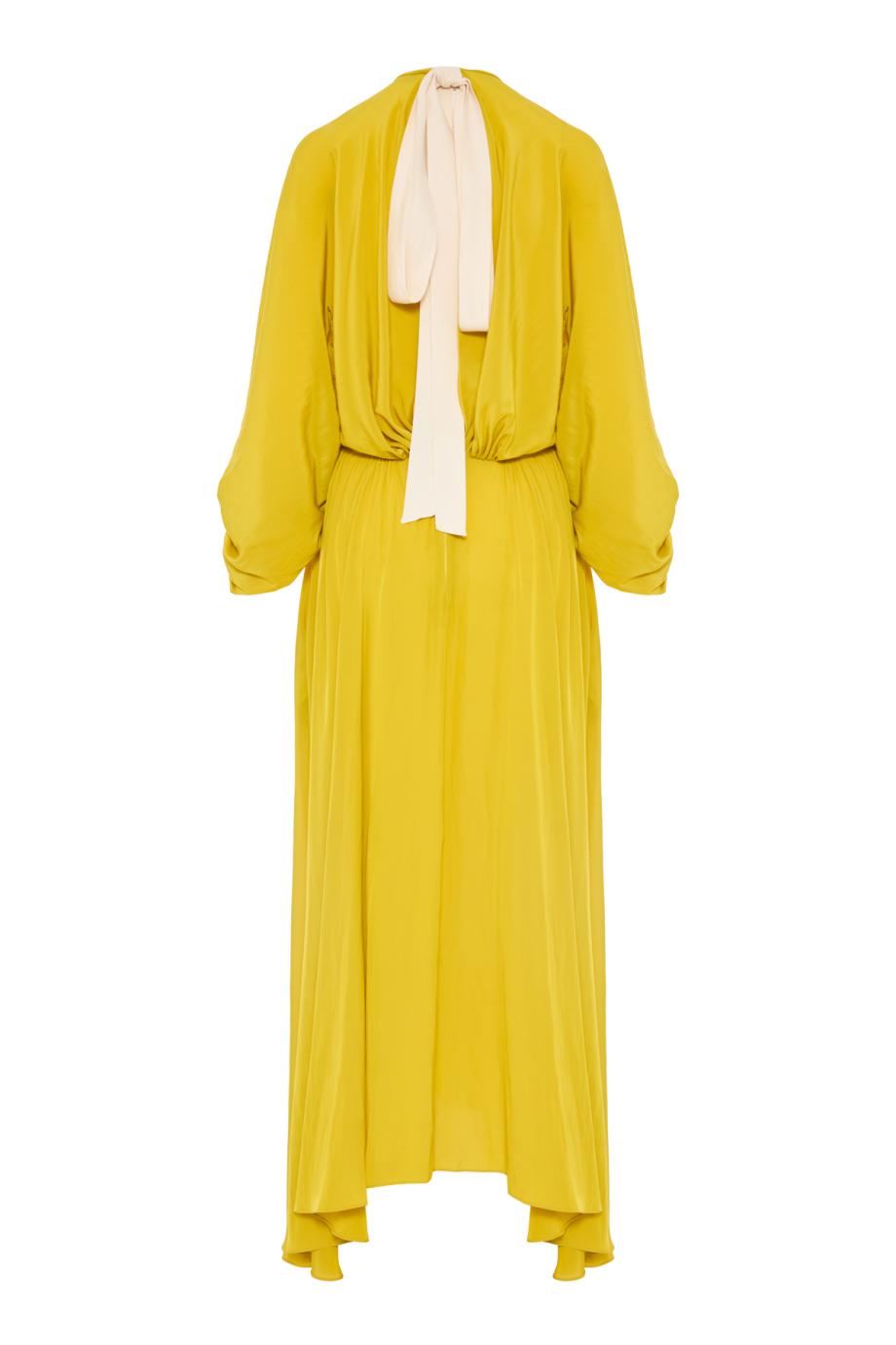 Robe Cintree En Charmeuse satin midi dress in chamomile
