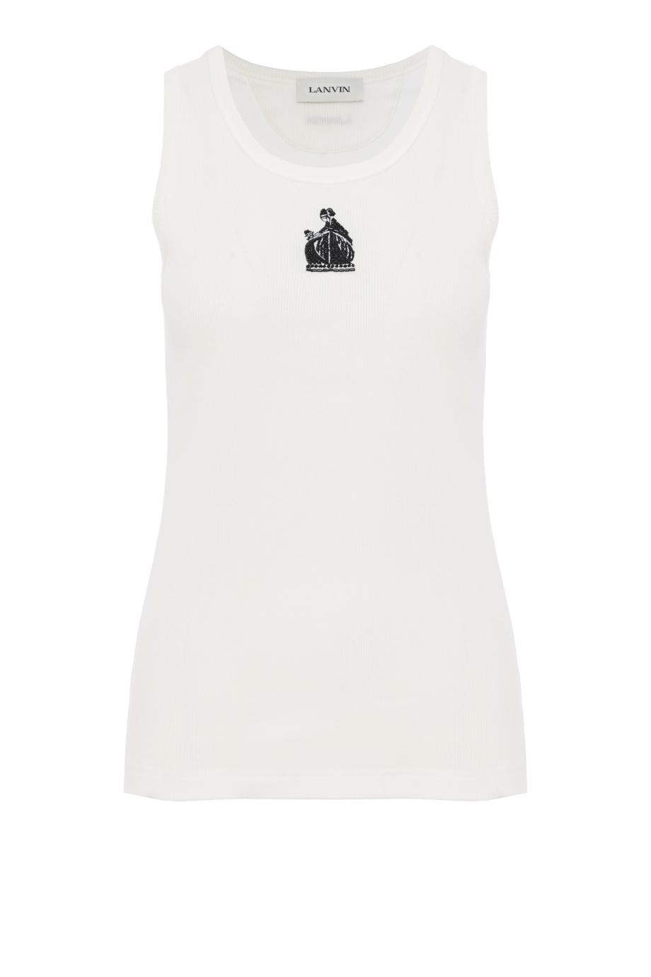 Printed cotton tank top in white 