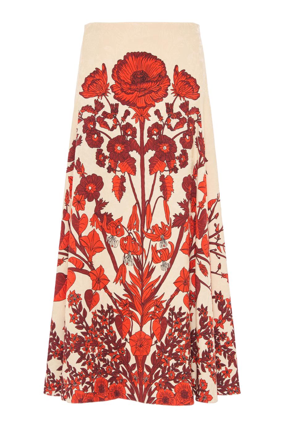 Encanto De Isla printed crepe maxi skirt in ecru