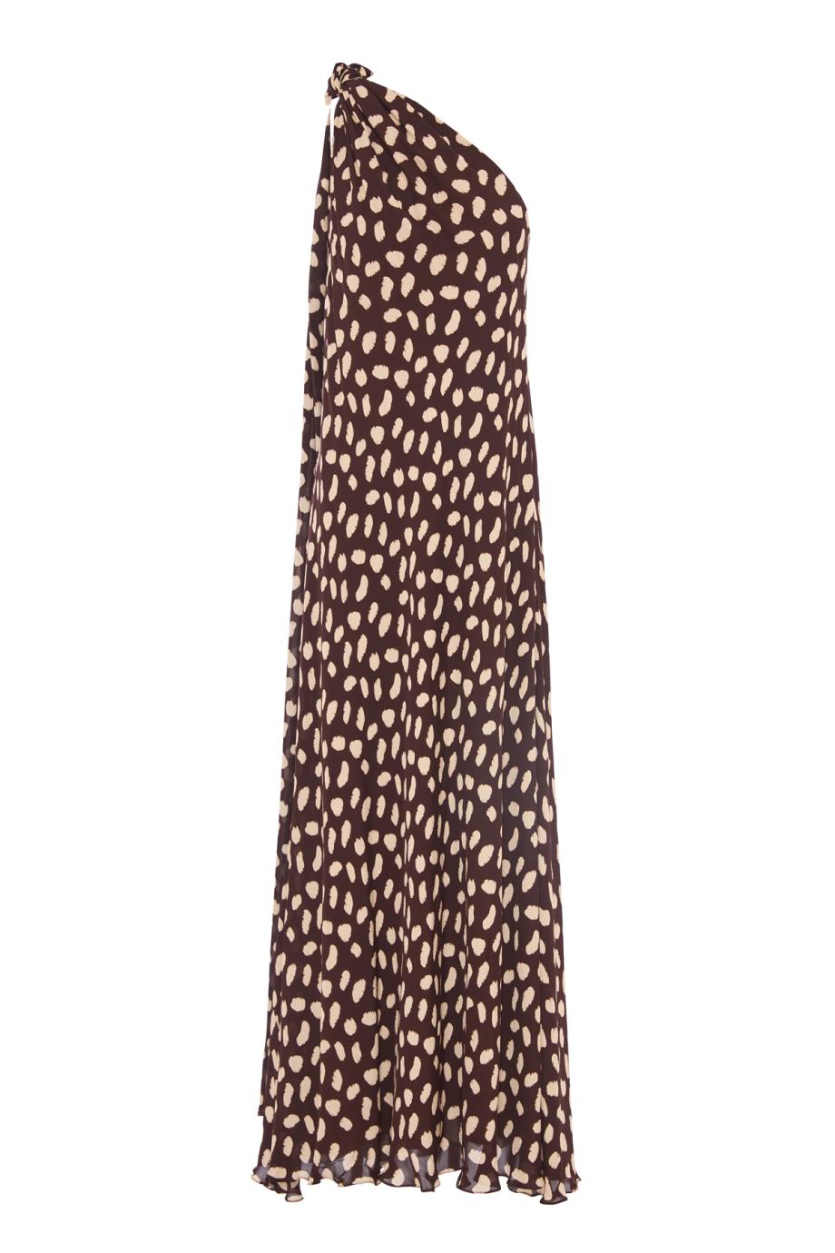 Elegant Freedom printed silk maxi dress in wine