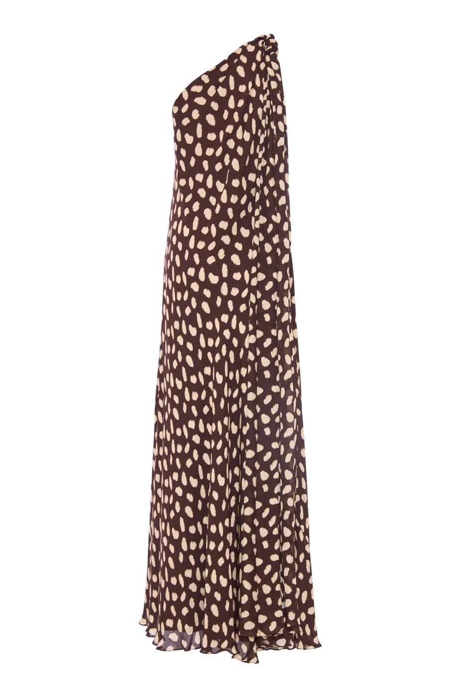 Elegant Freedom printed silk maxi dress in wine