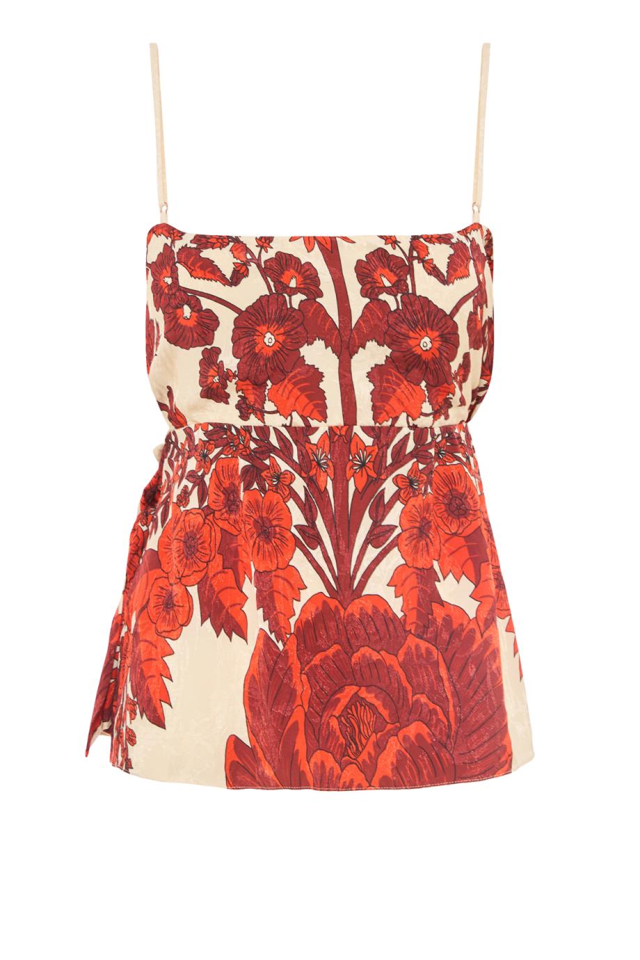 Gentle Wrap printed crepe top in red