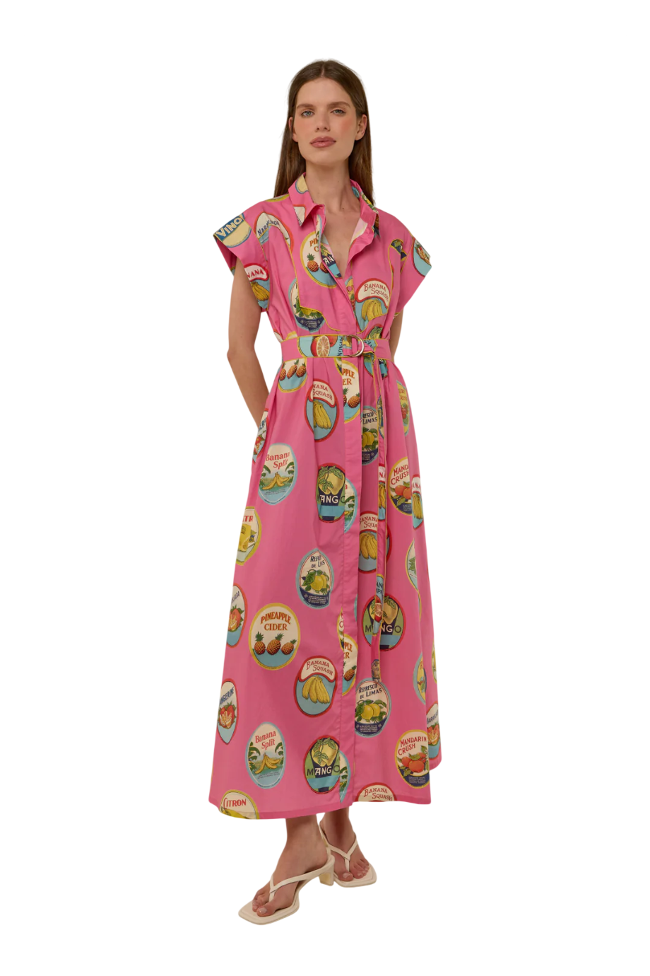Siren printed linen maxi dress in la fruta