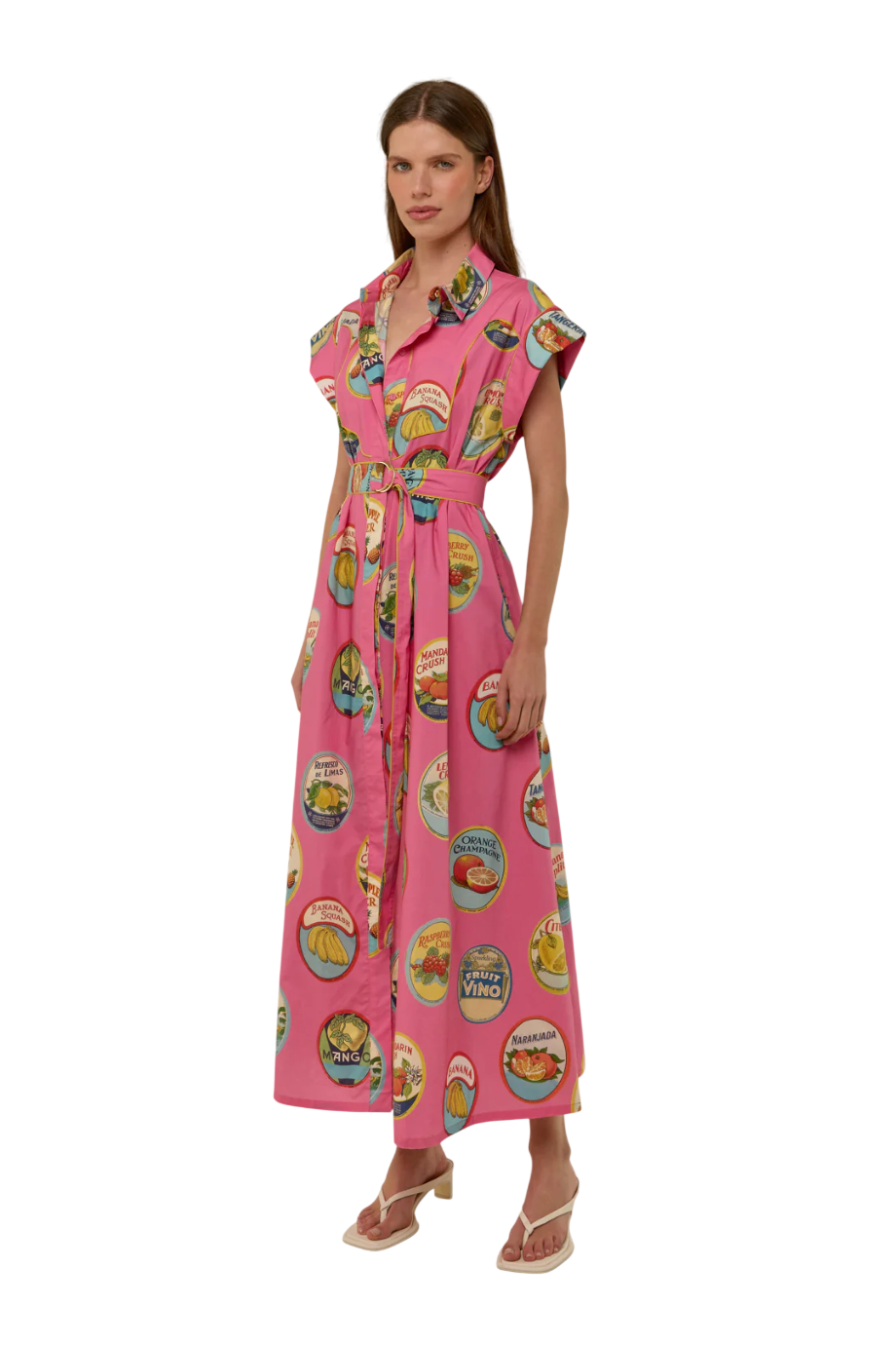 Siren printed linen maxi dress in la fruta