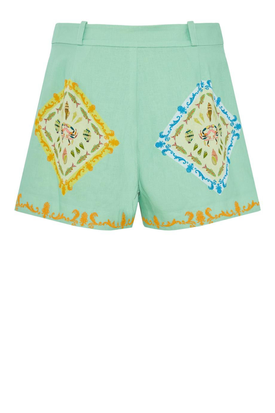 Porto saya shells-cotton and linen shirt in palm