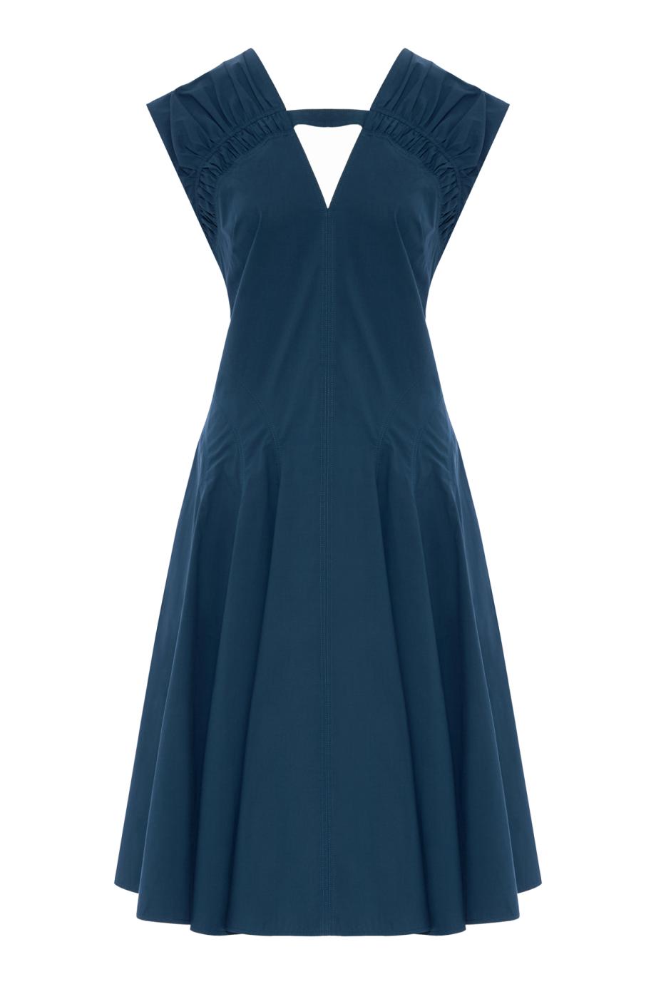 Manoela cotton-poplin midi dress in blue